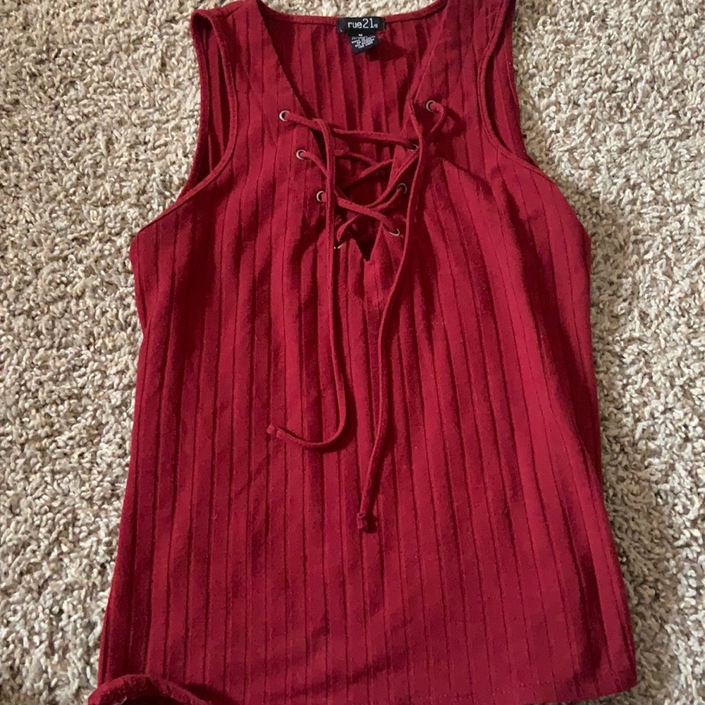 Red Cross tie tank top